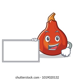 With board red kuri squash character cartoon