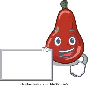 With board red pears in the character shape
