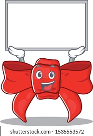 Up board red ribbon bow on the cartoon