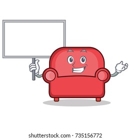 With board red sofa character cartoon