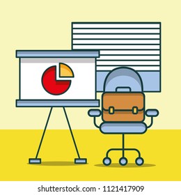 board report chart business briefcase on chair office