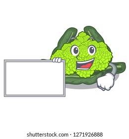 With board roman cauliflower in the shape cartoon