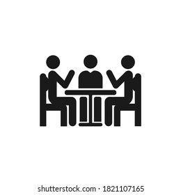 Board room members sitting around a table. Meeting icon concept isolated on white background. Vector illustration