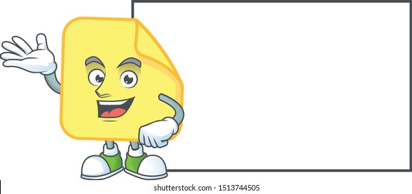 With board rounded sticker paper cartoon with mascot