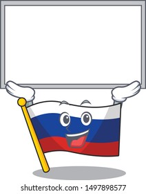 Up board russian mascot flag shaped on character