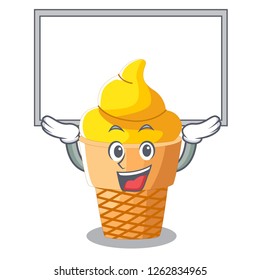 Up board scoop banana ice cream with cartoon