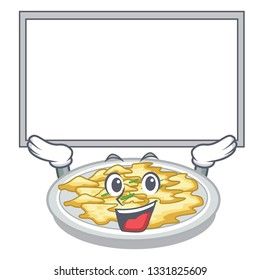 Up board scrambled egg put above cartoon plate