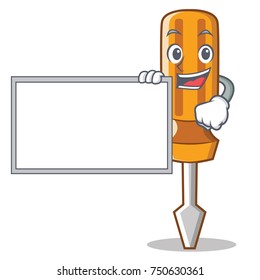 With board screwdriver character cartoon style