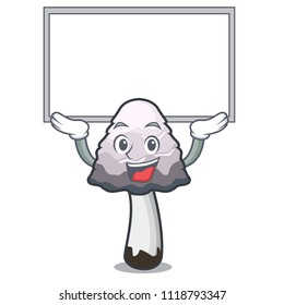 Up board shaggy mane mushroom character cartoon