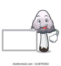 With board shaggy mane mushroom character cartoon