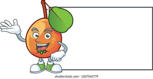 With board shipova fruit cartoon character for logo