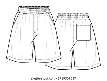 Plantilla de maqueta de Vector de ilustración técnica de pantalones cortos de tablero para mujeres.