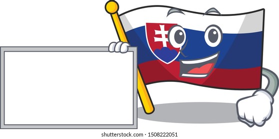 With board slovakia cartoon flag fluttering on pole