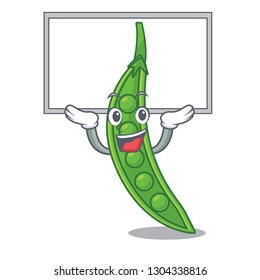 Up board snow pea above mascot wood table