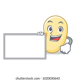 With board soy bean character cartoon