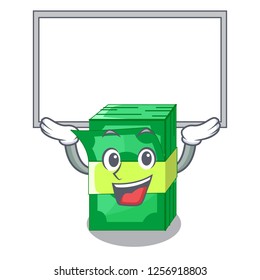 Up board stack money shape cartoon on table