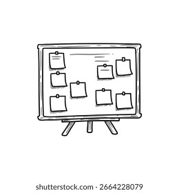 Tablero con notas adhesivas para recordatorios de oficina y planificación organizativa
