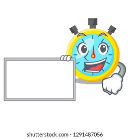 With board stopwatch in the cartoon shape funny