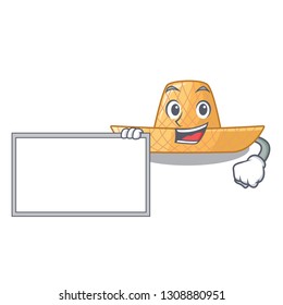 With board straw hat isolated with the character