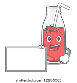 With board strawberry smoothie character cartoon