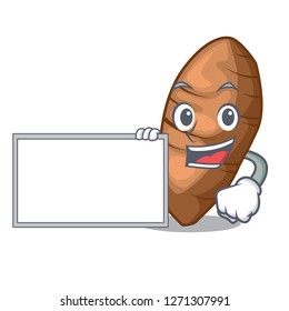 With board taro tuber in the shape cartoon