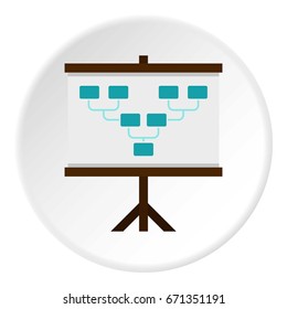 Board with team formation icon in flat circle isolated vector illustration for web