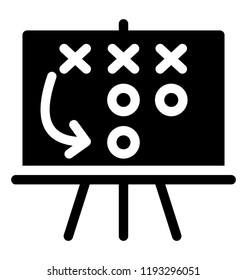 A board with technical language and arrow used in sports for planning known as tactical plan chart 