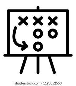 A board with technical language and arrow used in sports for planning known as tactical plan chart 