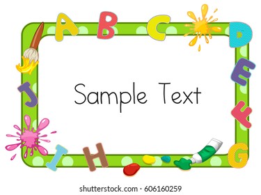 Board template with alphabets and color splashes illustration