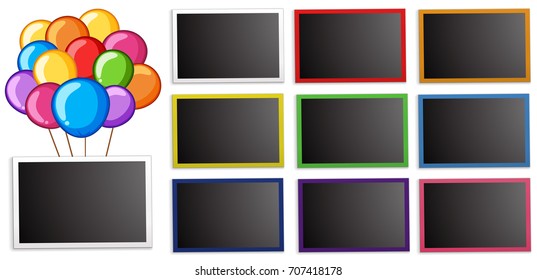 Board template with colorful balloons illustration