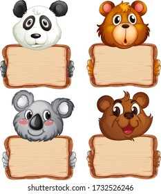 Board template with cute bears on white background illustration