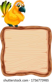Plantilla de tablero con un pájaro lindo en la ilustración de fondo blanco