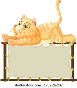 Plantilla de tablero con gato lindo en la ilustración de fondo blanco