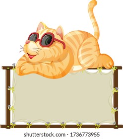 Board template with cute cat on white background illustration