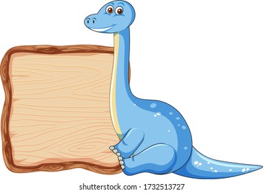 Board template with cute dinosaur on white background illustration