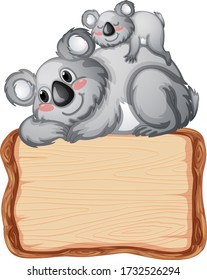 Board-Vorlage mit süßer Koala auf weißer Hintergrunddarstellung