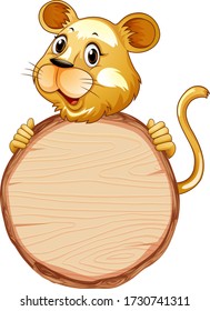 Board template with cute lion on white background illustration