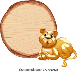Board template with cute lion on white background illustration