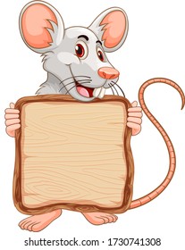 Plantilla de panel con el ratón lindo en la ilustración de fondo blanco