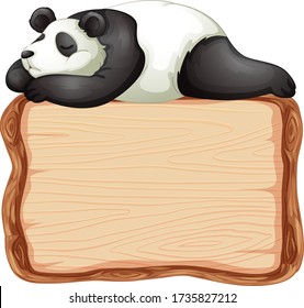 Plantilla de placa con panda lindo en ilustración de fondo blanco