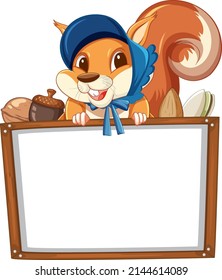 Board template with cute squirrel illustration