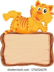 Board template with cute tiger on white background illustration