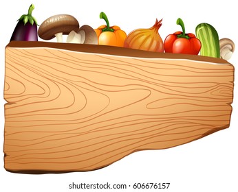 Plantilla de placa con ilustración de hortalizas frescas