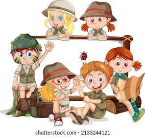 Board template with happy kids illustration