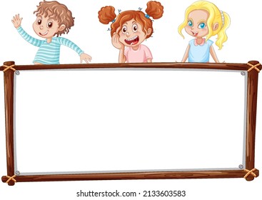 Board template with happy kids illustration