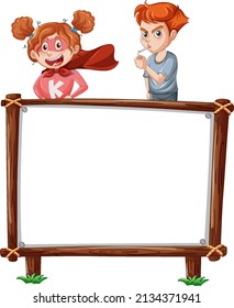 Board template with happy kids illustration