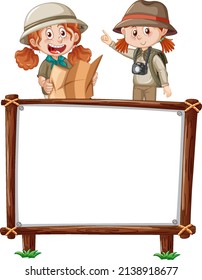 Board template with happy kids illustration