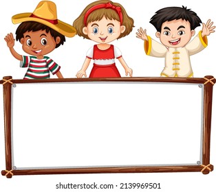 Board template with happy kids illustration