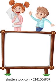 Board template with happy kids illustration