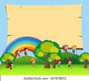 Board template with kids in the park illustration